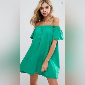 ASOS green off the shoulder dress